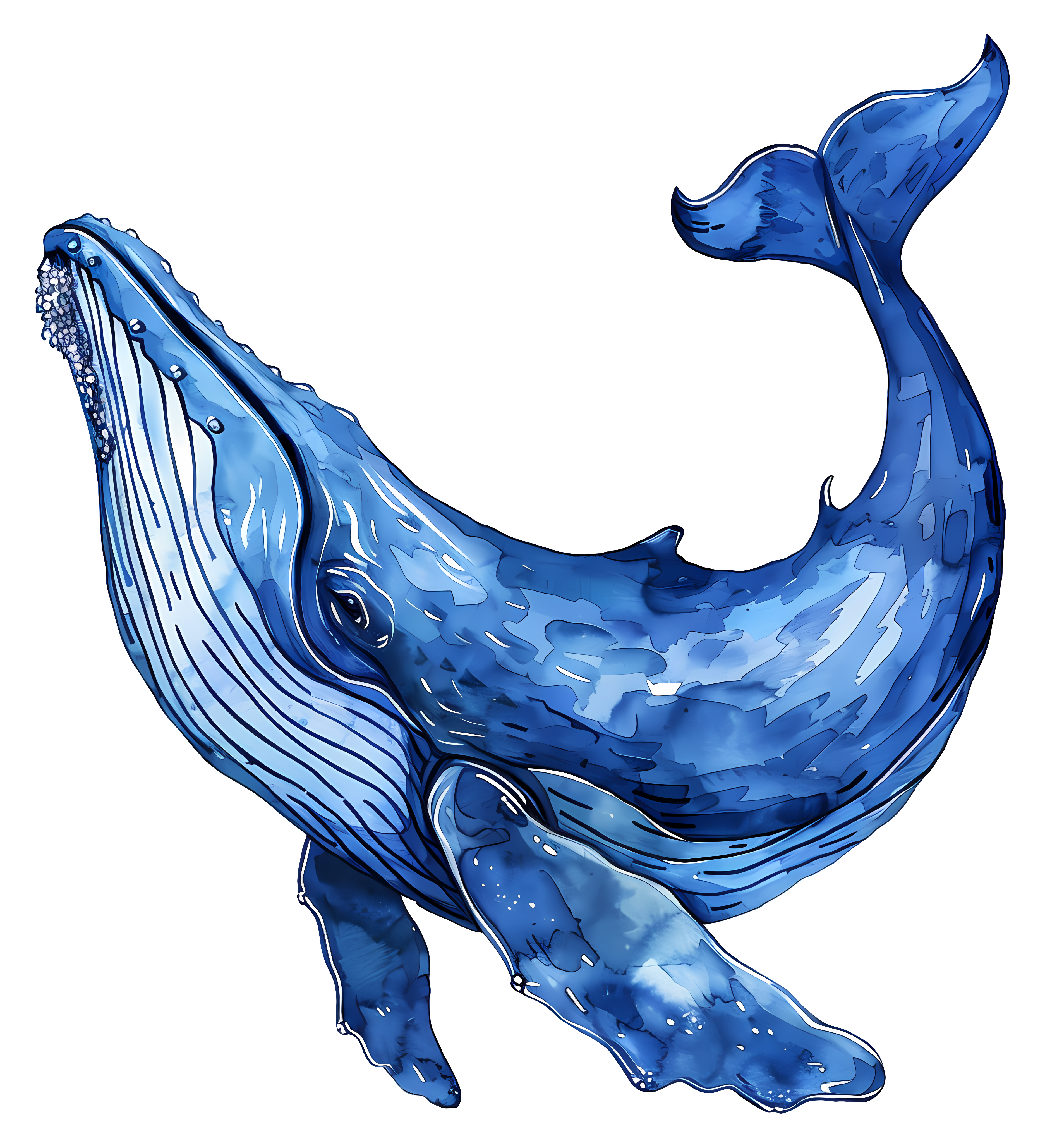 Graceful Blue Whale Illustration